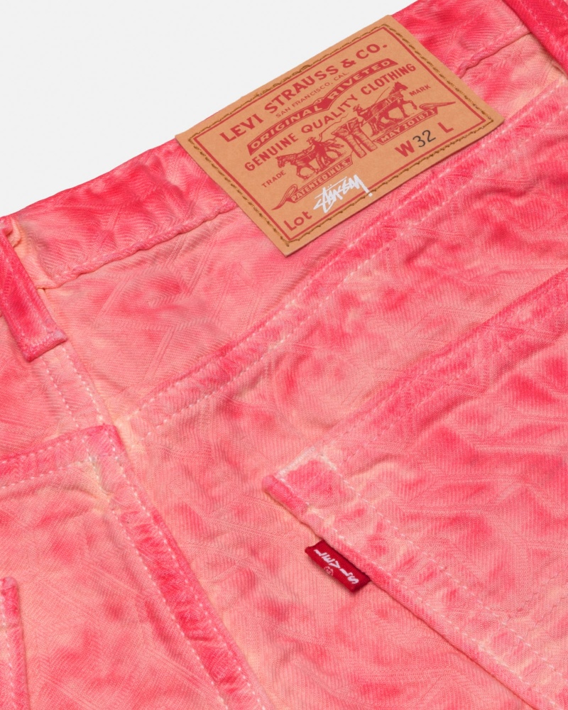 Stüssy & Levi's Dyed Jacquard Jean Broek Unisex Roze | OV17-R4-SC