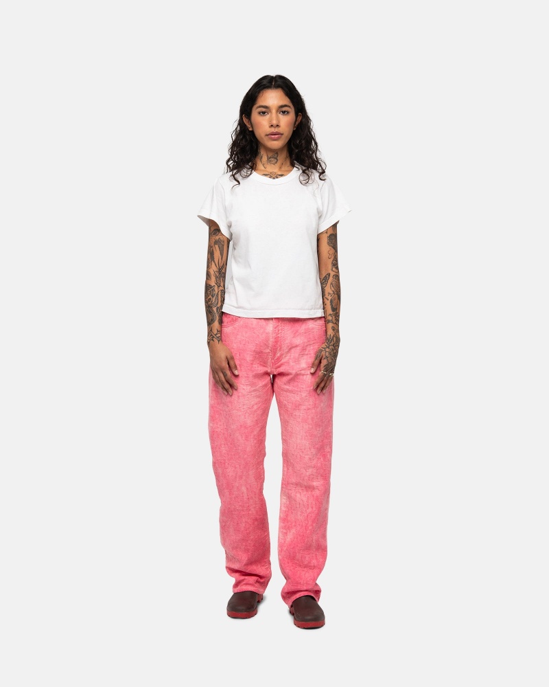 Stüssy & Levi's Dyed Jacquard Jean Broek Unisex Roze | OV17-R4-SC