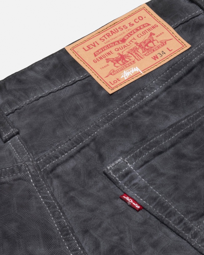 Stüssy & Levi's Dyed Jacquard Jean Broek Unisex Zwart | VX53-C3-AH