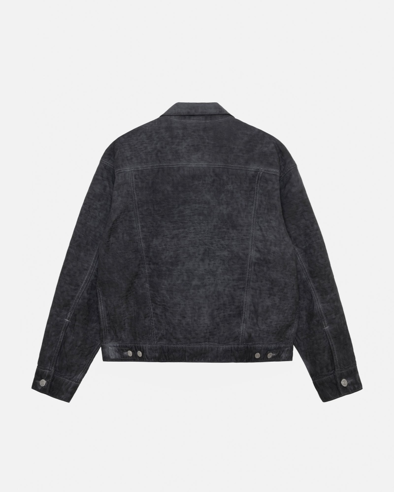 Stüssy & Levi's Dyed Jacquard Trucker Jacket Long Sleeve Outerwear Unisex Zwart | VK39-J6-CZ