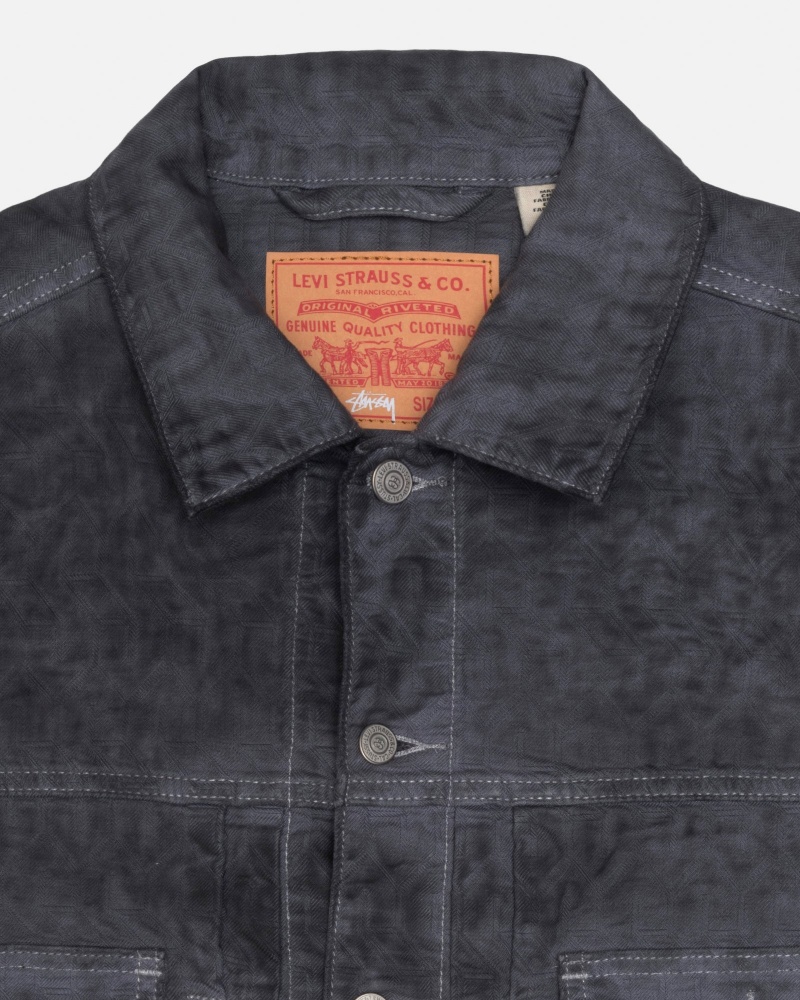 Stüssy & Levi's Dyed Jacquard Trucker Jacket Long Sleeve Outerwear Unisex Zwart | VK39-J6-CZ