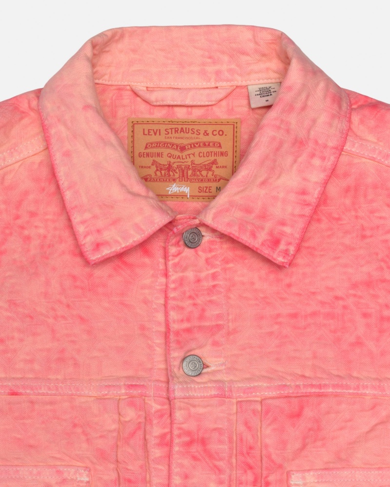 Stüssy & Levi's Dyed Jacquard Trucker Jacket Long Sleeve Outerwear Unisex Roze | JA11-M0-PZ