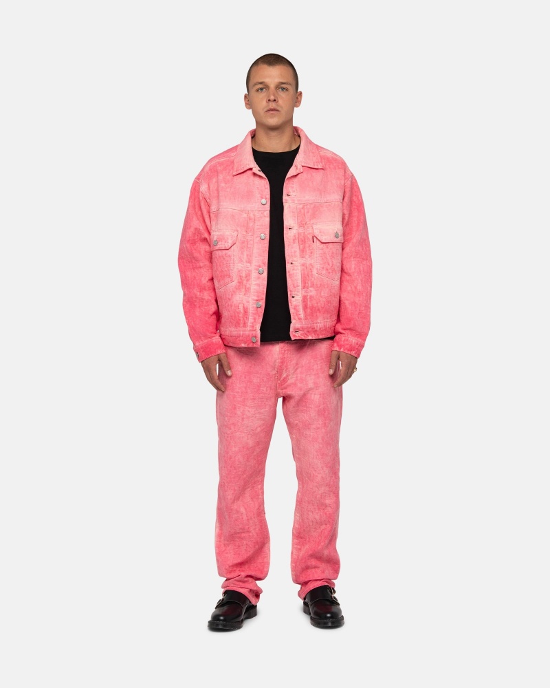 Stüssy & Levi's Dyed Jacquard Trucker Jacket Long Sleeve Outerwear Unisex Roze | JA11-M0-PZ