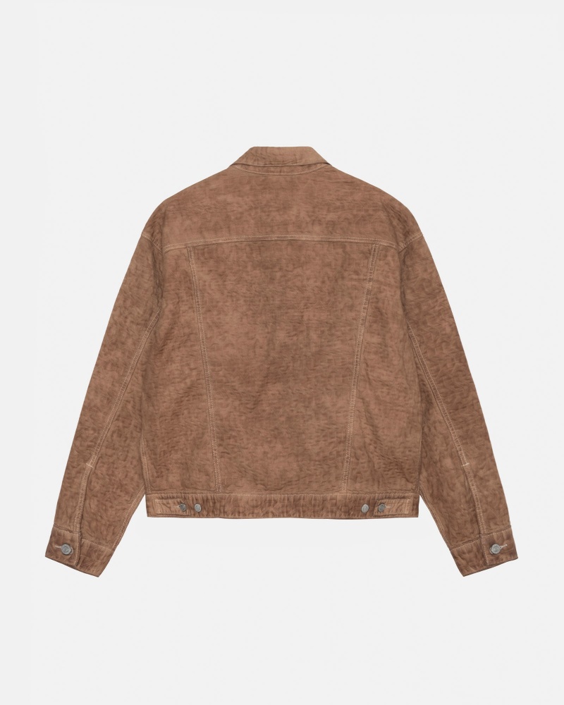 Stüssy & Levi's Dyed Jacquard Trucker Jacket Long Sleeve Outerwear Unisex Bruin | NZ28-B8-LG