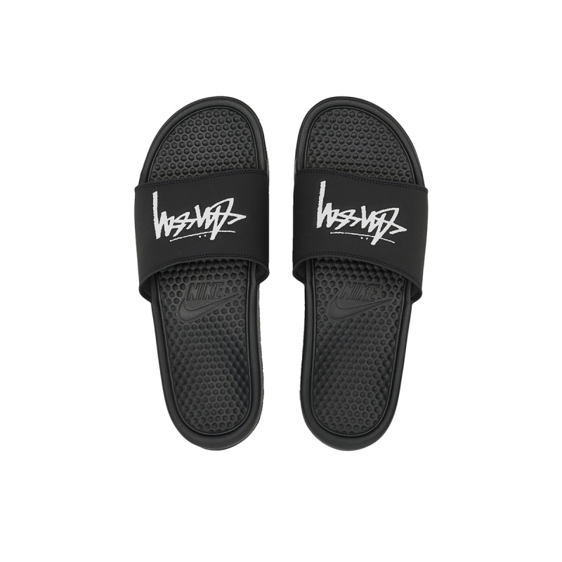 Stüssy & Nike Benassi Badslippers Schoenen Unisex Off Noir/White | ME38-W4-EL