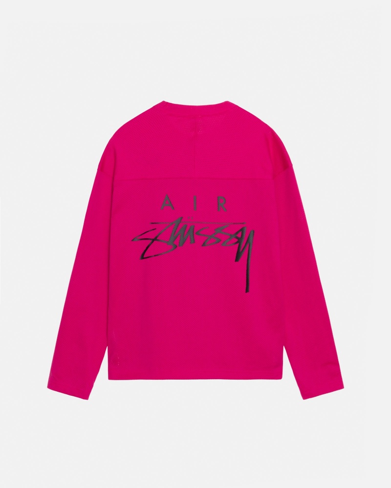 Stüssy & Nike Dri Fit Mesh Jersey Long Sleeve Knit Unisex Fireberry | CG67-Q2-WN