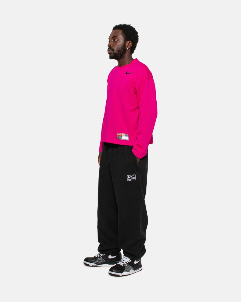 Stüssy & Nike Dri Fit Mesh Jersey Long Sleeve Knit Unisex Fireberry | CG67-Q2-WN