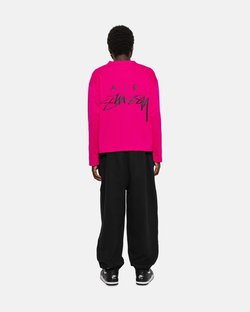 Stüssy & Nike Dri Fit Mesh Jersey Long Sleeve Knit Unisex Fireberry | CG67-Q2-WN