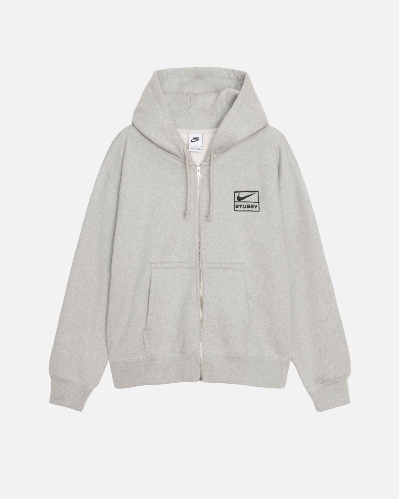 Stüssy & Nike Fleece Zip Hoodie Long Sleeve Sweatshirt Unisex Grijs | QK98-B0-GG