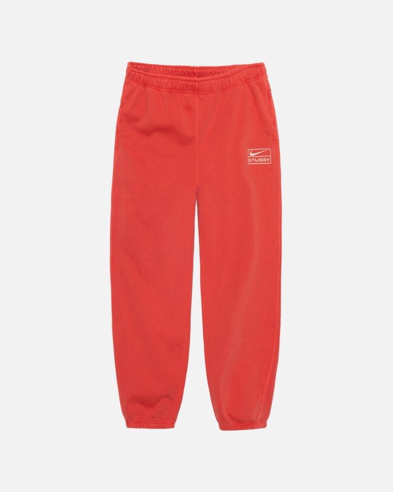 Stüssy & Nike Pigment Dyed Fleece Pant Broek Unisex Rood | OQ42-H4-FC