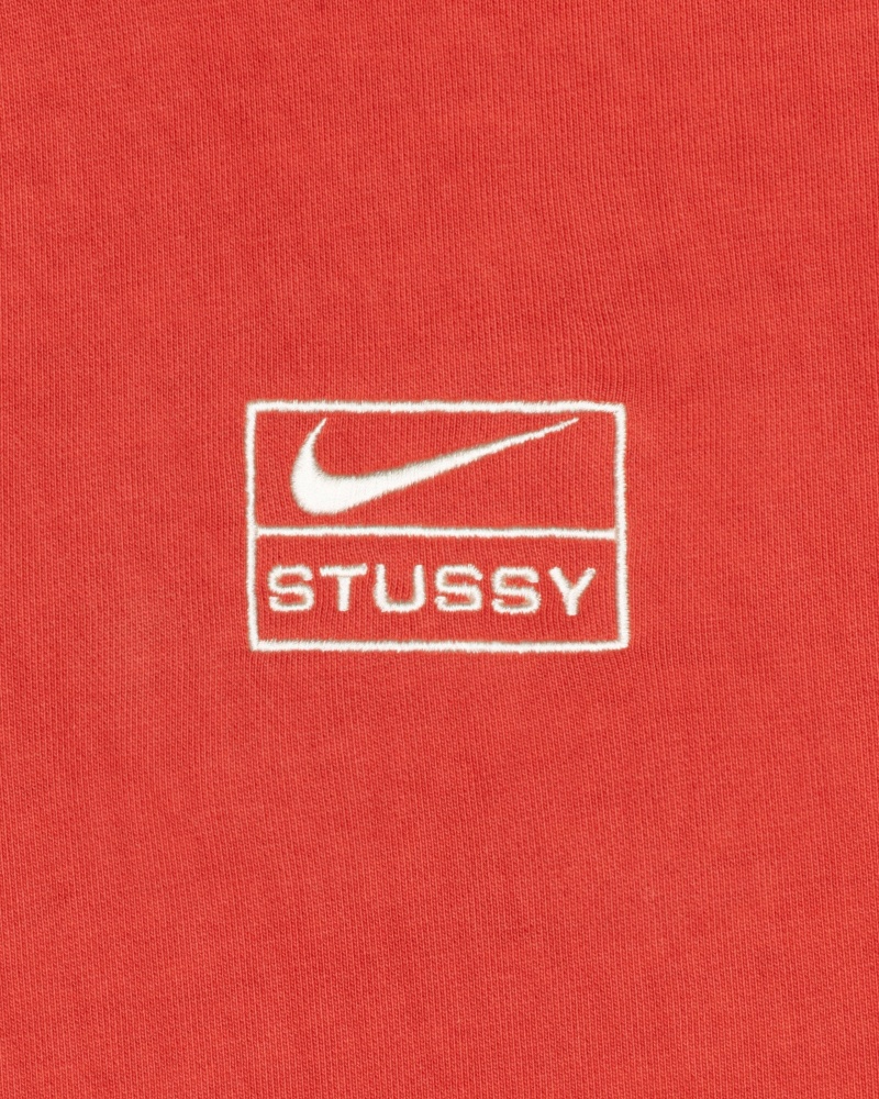 Stüssy & Nike Pigment Dyed Fleece Zip Hoodie Long Sleeve Sweatshirt Unisex Rood | CZ29-Y7-DI