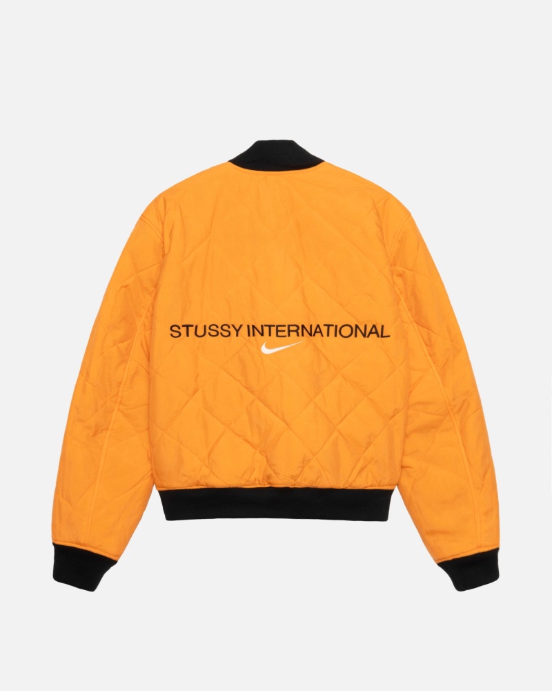 Stüssy & Nike Reversible Varsity Jacket Long Sleeve Jacket Unisex Medium Olive/Bright Mandarin | EE99-Y8-JX