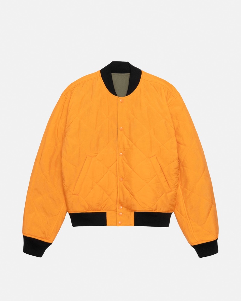 Stüssy & Nike Reversible Varsity Jacket Long Sleeve Jacket Unisex Medium Olive/Bright Mandarin | EE99-Y8-JX