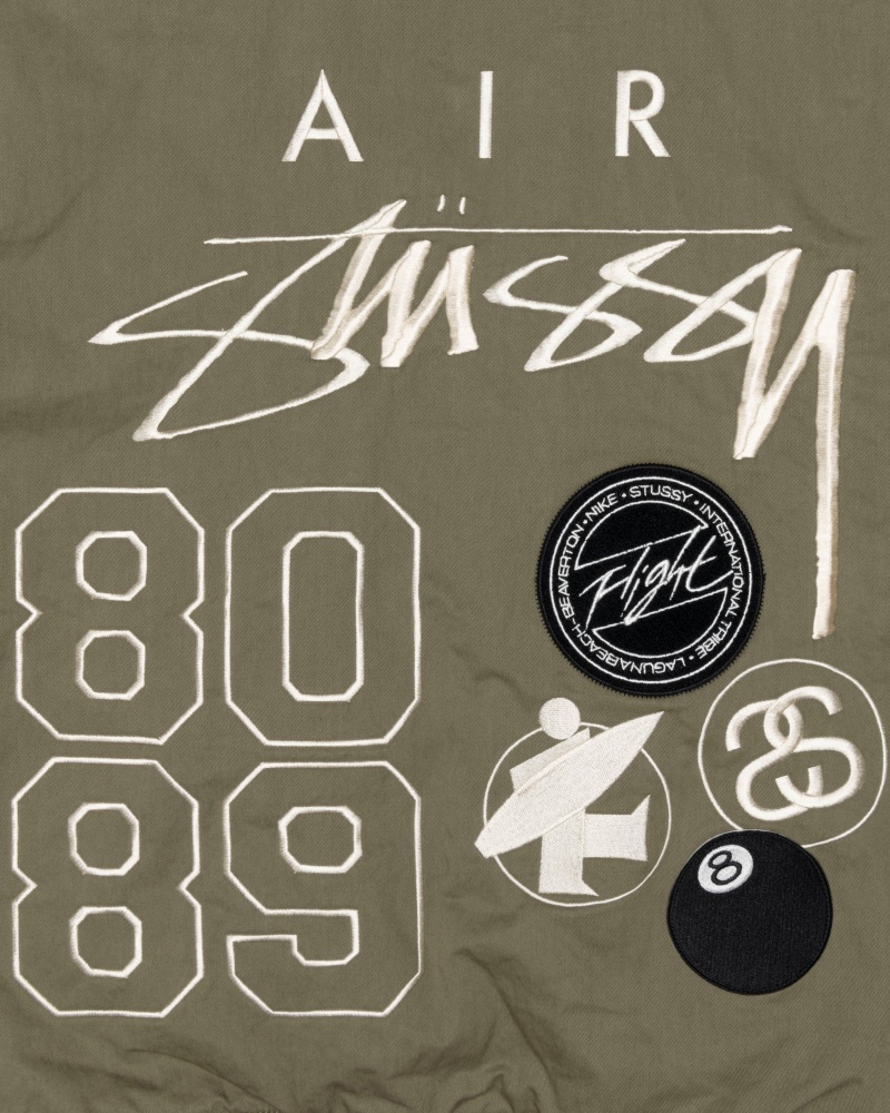 Stüssy & Nike Reversible Varsity Jacket Long Sleeve Jacket Unisex Medium Olive/Bright Mandarin | EE99-Y8-JX