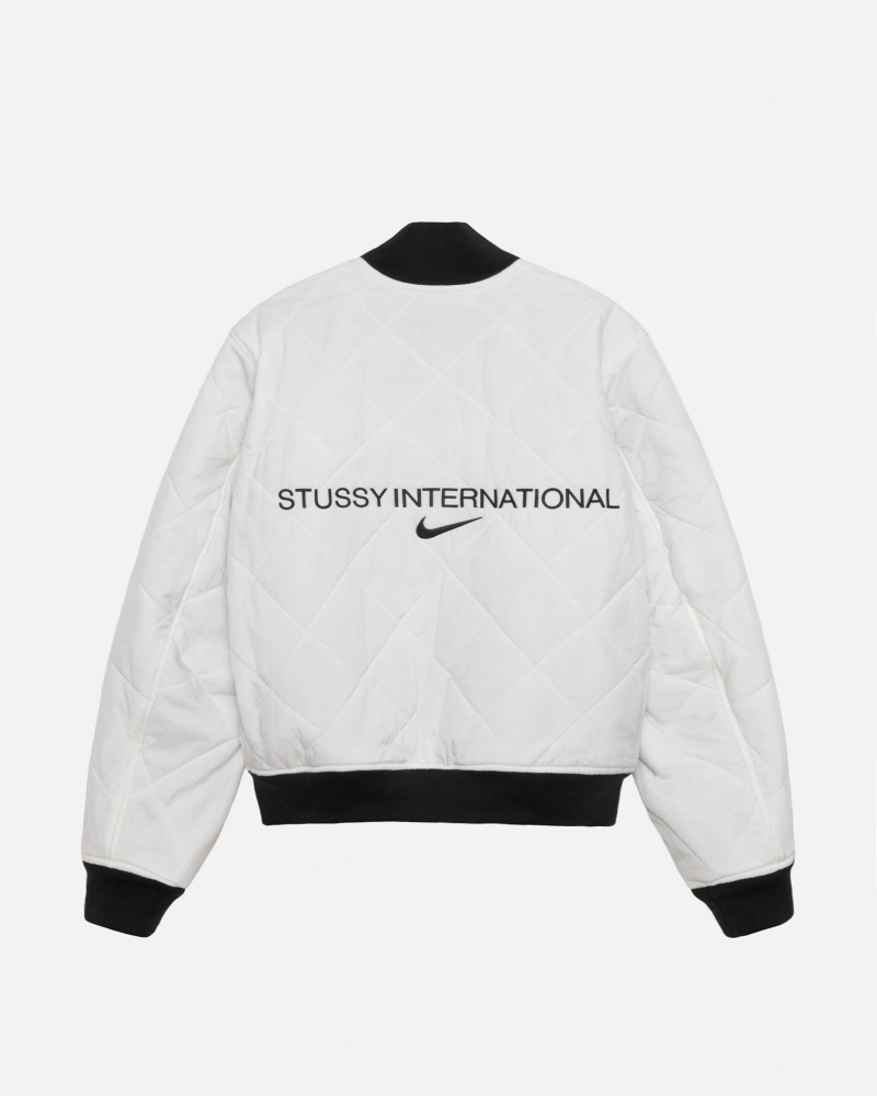 Stüssy & Nike Reversible Varsity Jacket Long Sleeve Jacket Unisex Black/Sail | QX08-F0-DE