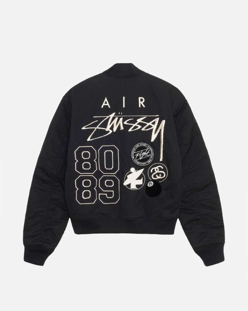 Stüssy & Nike Reversible Varsity Jacket Long Sleeve Jacket Unisex Black/Sail | QX08-F0-DE