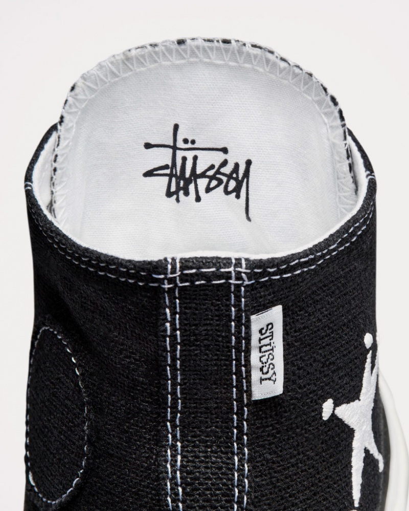 Stüssy x Converse - Chuck 70 High Top Trainers A01765C Schoenen Unisex Zwart Wit Zwart | IW71-B7-DN