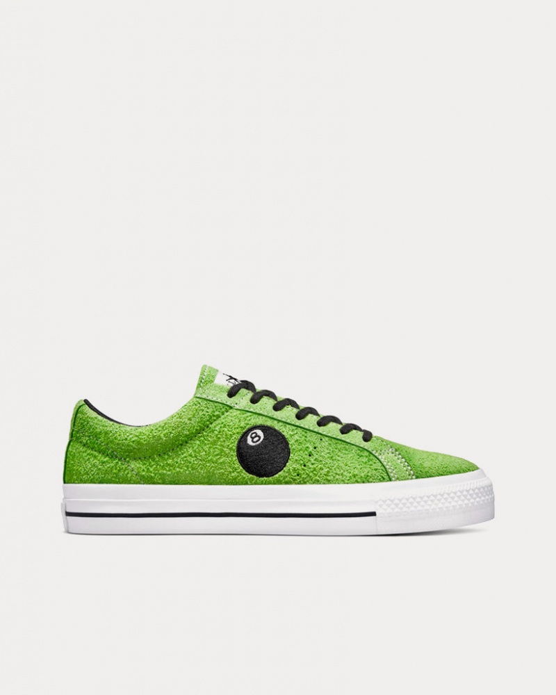 Stüssy x Converse - One Star Pro 8-Ball Low Top Trainers A03712C Schoenen Unisex Groen Wit Zwart | DS72-K7-BA