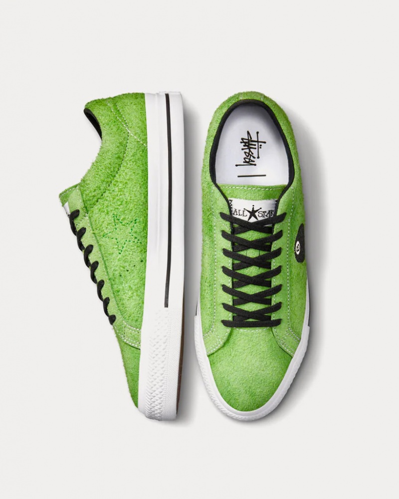 Stüssy x Converse - One Star Pro 8-Ball Low Top Trainers A03712C Schoenen Unisex Groen Wit Zwart | DS72-K7-BA