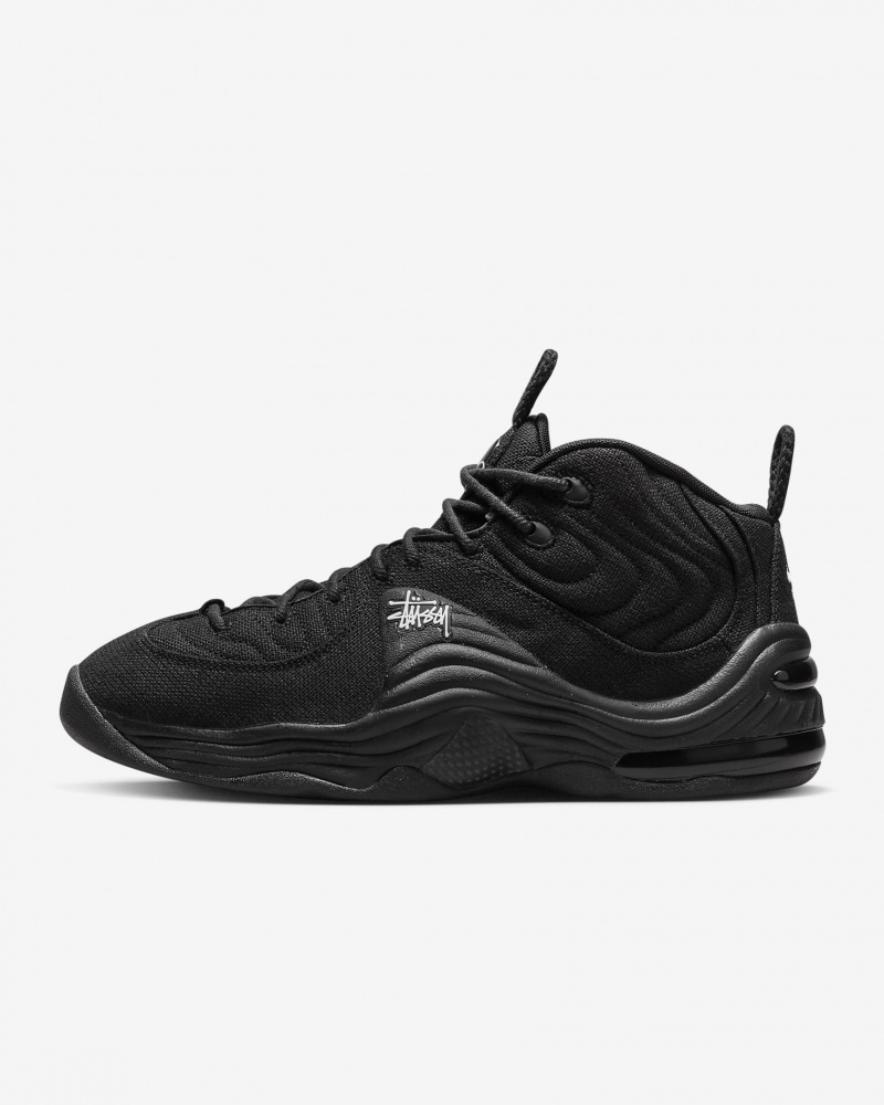 Stüssy x Nike Air Penny 2 DQ5674-001 Schoenen Unisex Zwart Zwart Wit | CF61-W1-QA