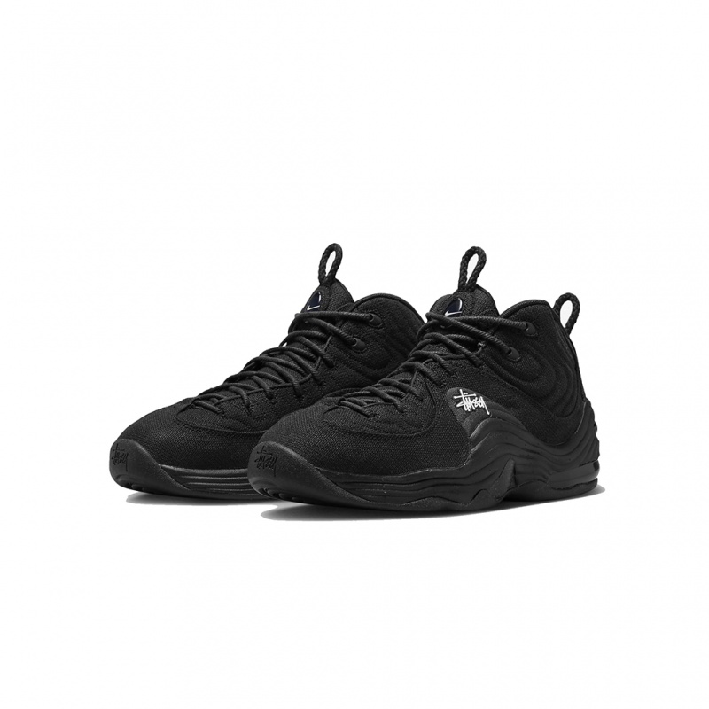 Stüssy x Nike Air Penny 2 DQ5674-001 Schoenen Unisex Zwart Zwart Wit | CF61-W1-QA