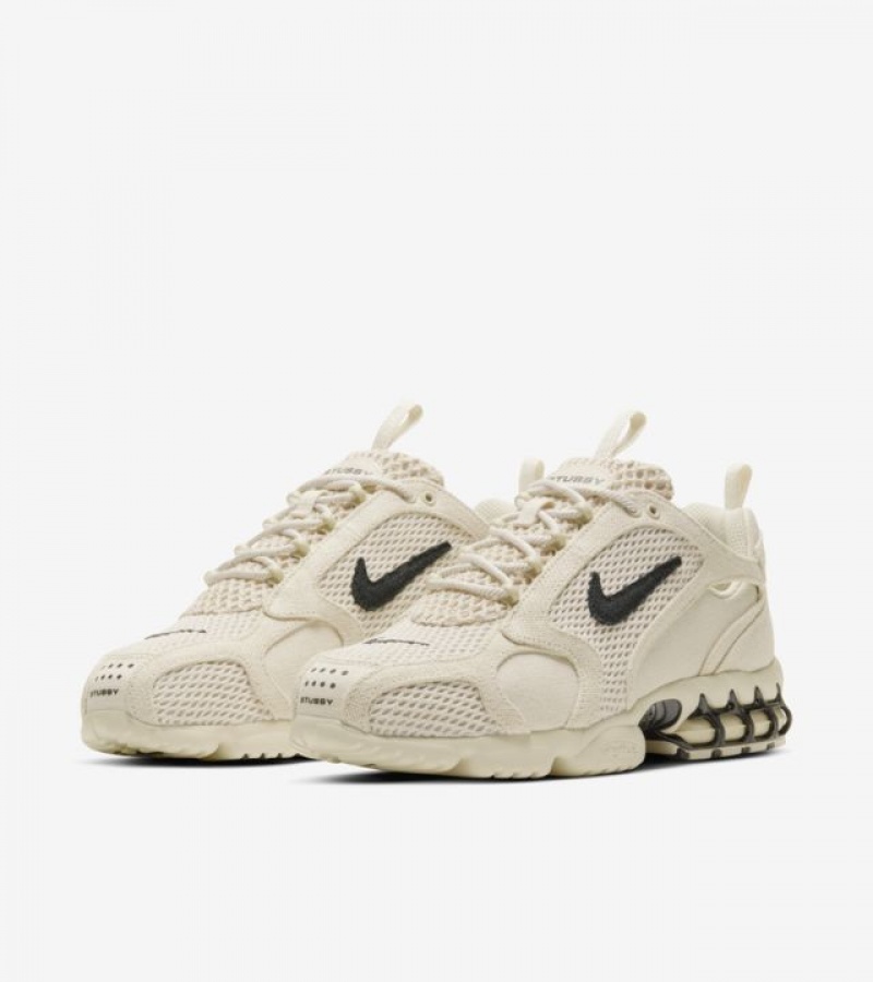 Stüssy x Nike Air Zoom Spiridon Caged 2 'Fossil' CQ5486‑200 Schoenen Unisex Zwart | JS45-W1-GJ