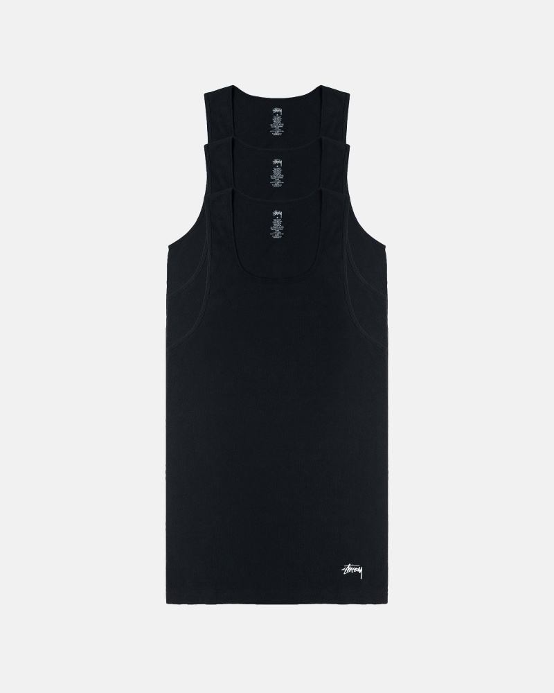 Stüssy Stussy Tank Undershirt Short Sleeve Knit Unisex Zwart | HB24-J1-XX