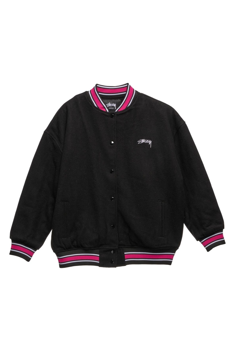 Stüssy Stussy Varsity Jacket Jassen Dames Zwart | RD56-X1-ZB