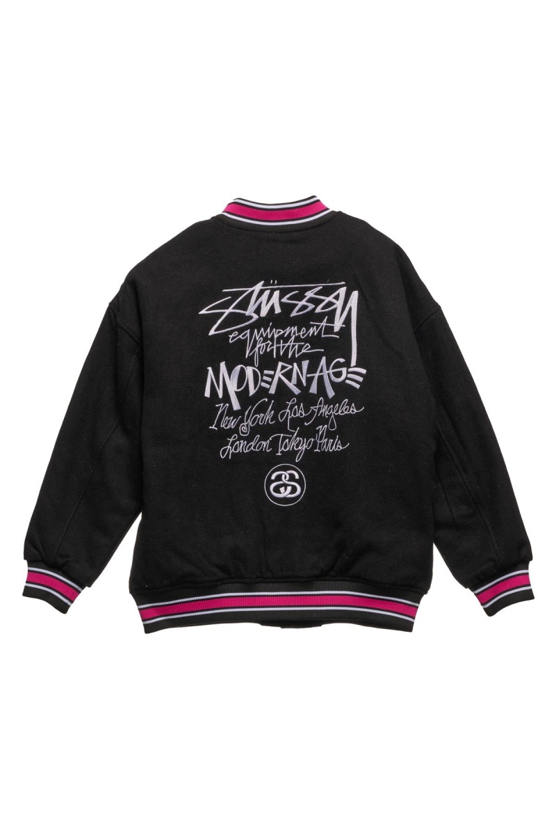 Stüssy Stussy Varsity Jacket Jassen Dames Zwart | RD56-X1-ZB