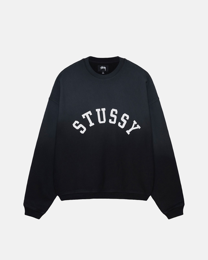 Stüssy Sun Faded Oversized Crew Long Sleeve Sweatshirt Unisex Zwart | GM03-O4-TC