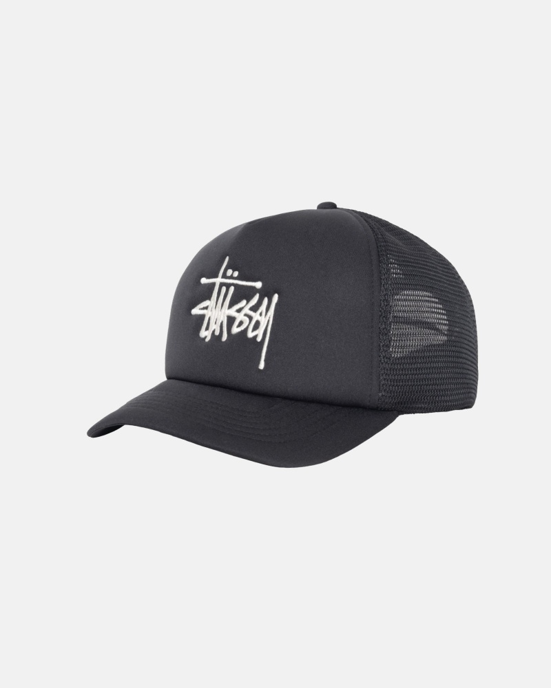 Stüssy Trucker Big Basic Snapback Ball Cap Unisex Zwart | PE50-K1-AG