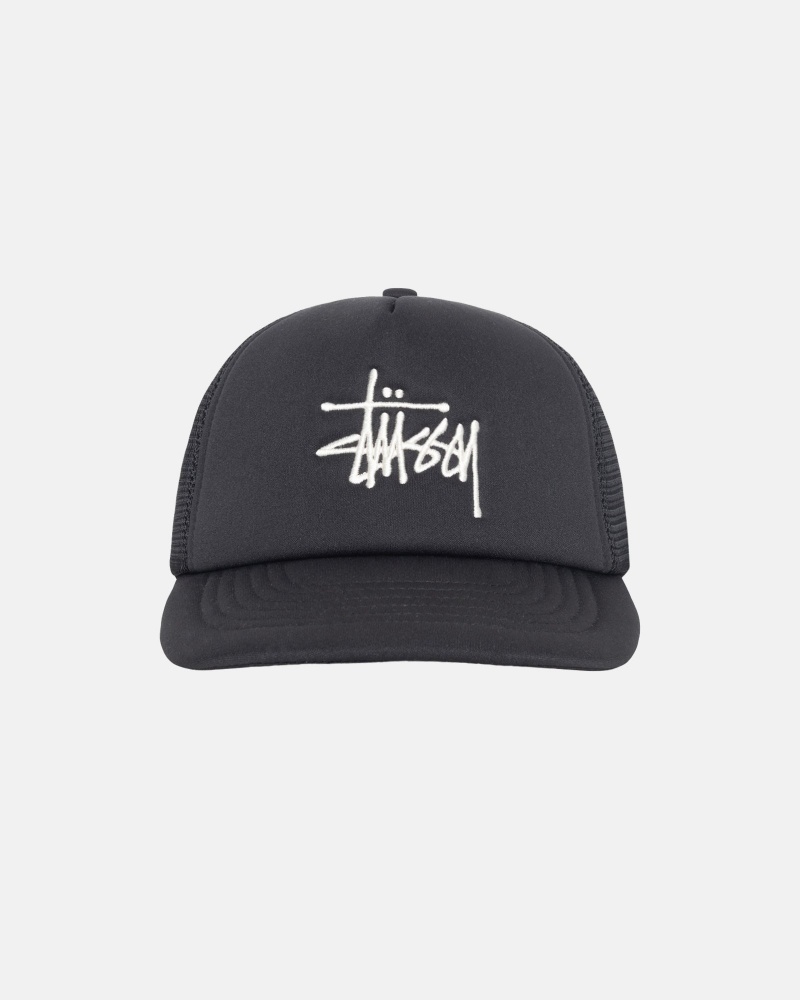 Stüssy Trucker Big Basic Snapback Ball Cap Unisex Zwart | PE50-K1-AG