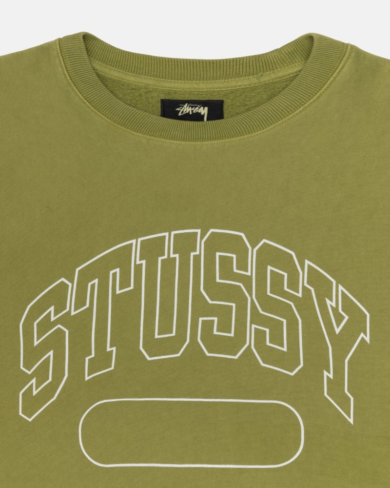 Stüssy Varsity Oversized Crew Long Sleeve Sweatshirt Unisex Groen | RV12-J9-XD