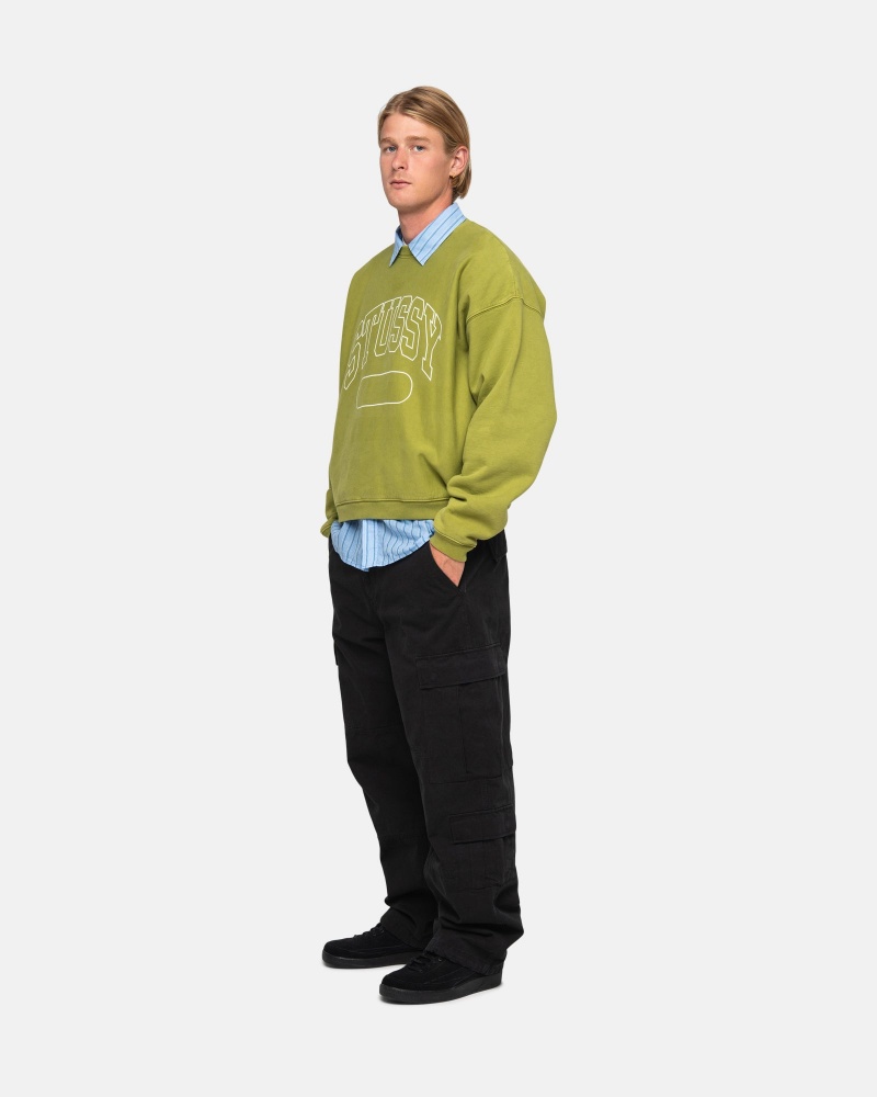 Stüssy Varsity Oversized Crew Long Sleeve Sweatshirt Unisex Groen | RV12-J9-XD