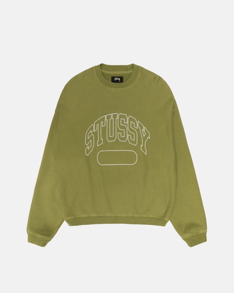 Stüssy Varsity Oversized Crew Long Sleeve Sweatshirt Unisex Groen | RV12-J9-XD