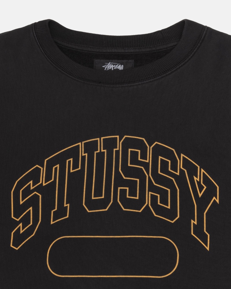 Stüssy Varsity Oversized Crew Long Sleeve Sweatshirt Unisex Zwart | HN69-T1-ZM