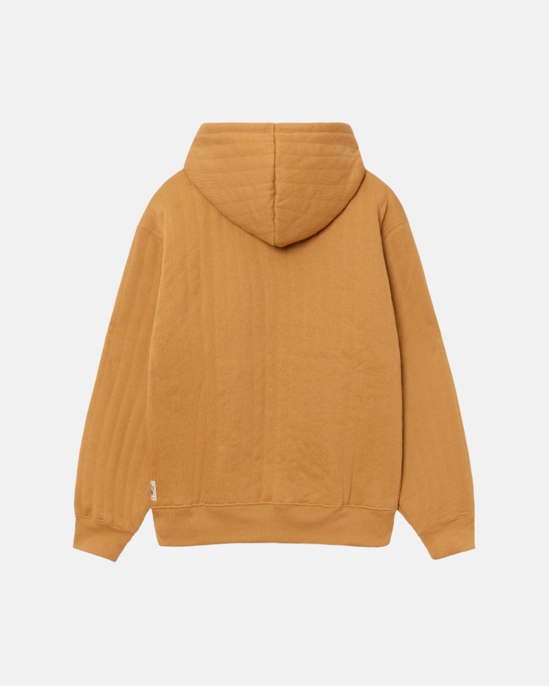 Stüssy Vertical Gewatteerd Zip Hoodie Long Sleeve Sweatshirt Unisex Tan | YR38-H9-BC