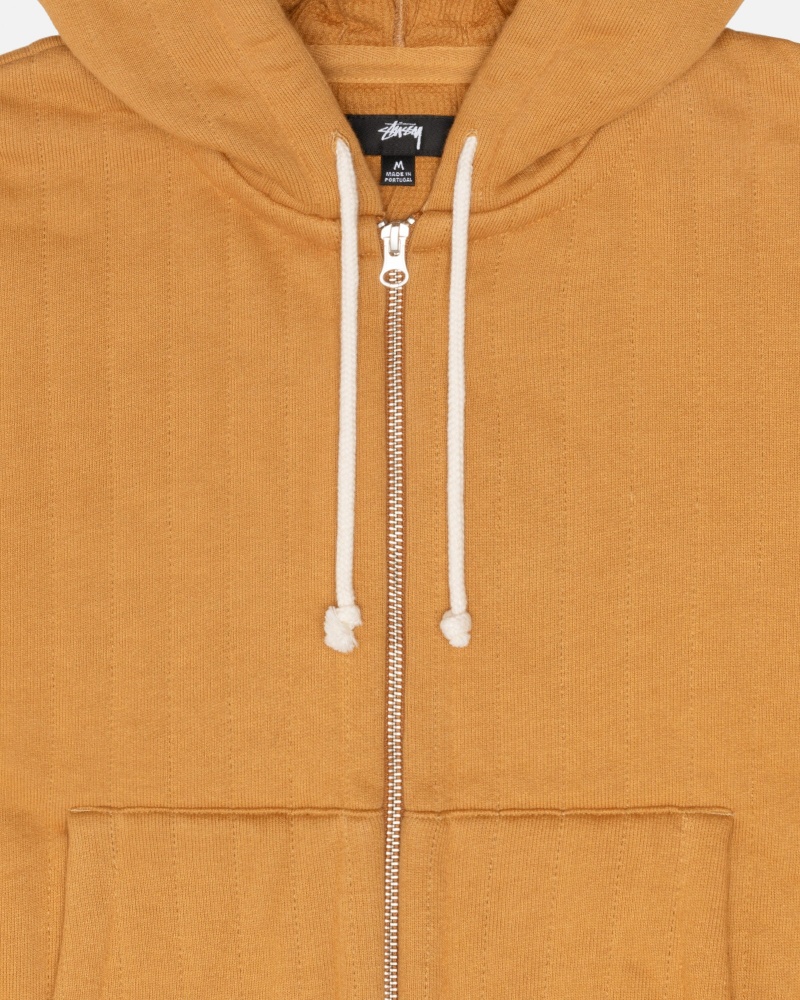 Stüssy Vertical Gewatteerd Zip Hoodie Long Sleeve Sweatshirt Unisex Tan | YR38-H9-BC