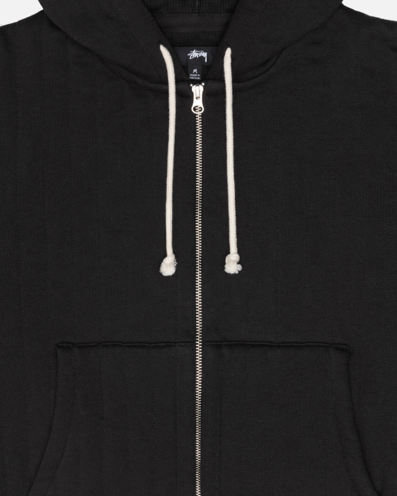 Stüssy Vertical Gewatteerd Zip Hoodie Long Sleeve Sweatshirt Unisex Zwart | LS12-N9-XF