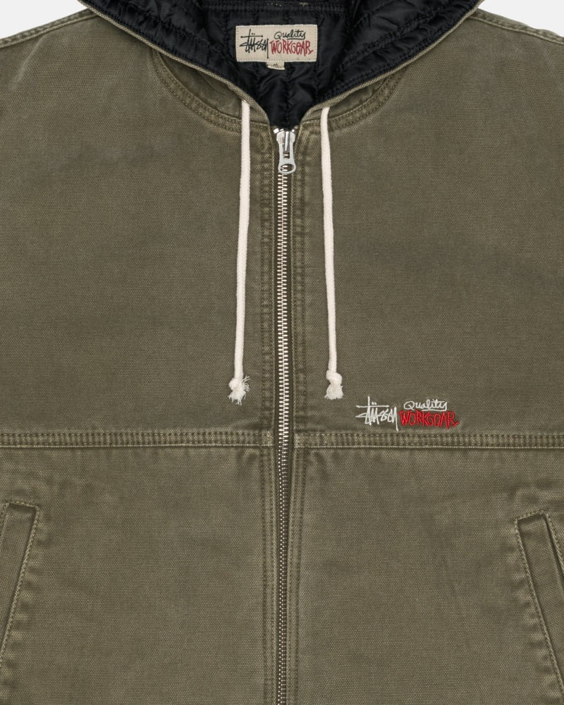 Stüssy Werk Jacket Insulated Canvas Long Sleeve Outerwear Unisex Olijfgroen | ZC62-S9-YT