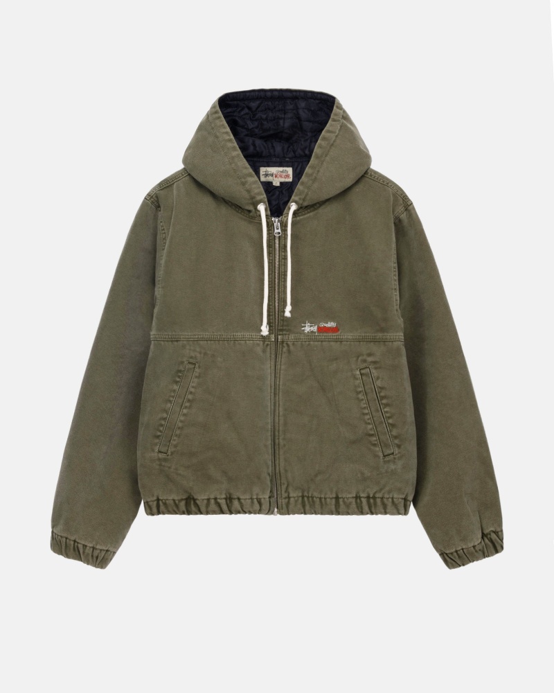 Stüssy Werk Jacket Insulated Canvas Long Sleeve Outerwear Unisex Olijfgroen | ZC62-S9-YT