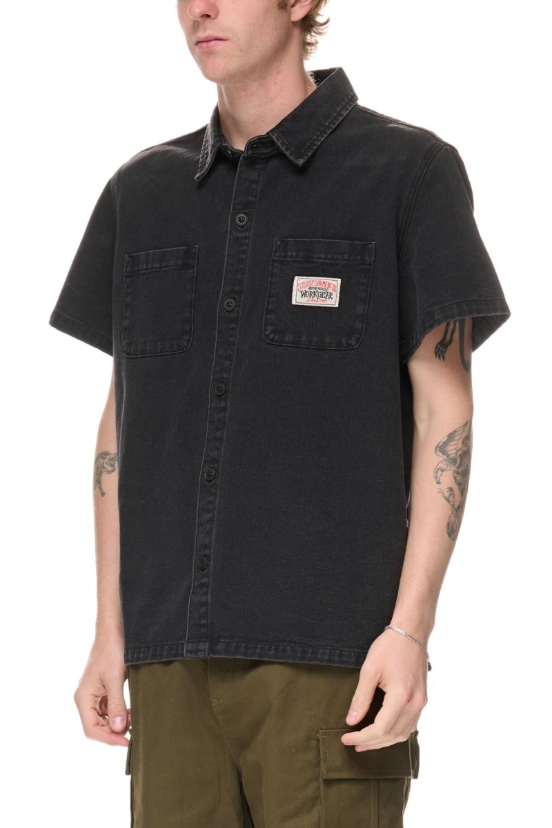 Stüssy Workgear Denim Shirt Overhemd Heren Zwart | SW57-Y7-RK