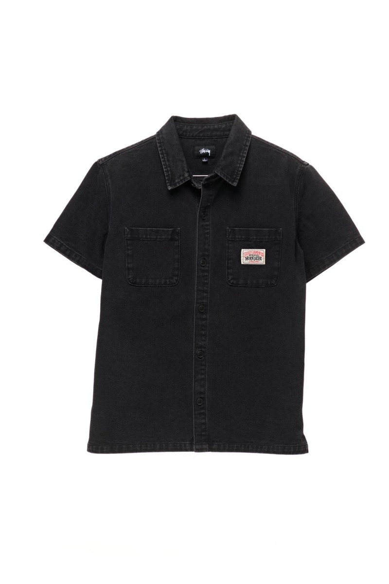 Stüssy Workgear Denim Shirt Overhemd Heren Zwart | SW57-Y7-RK