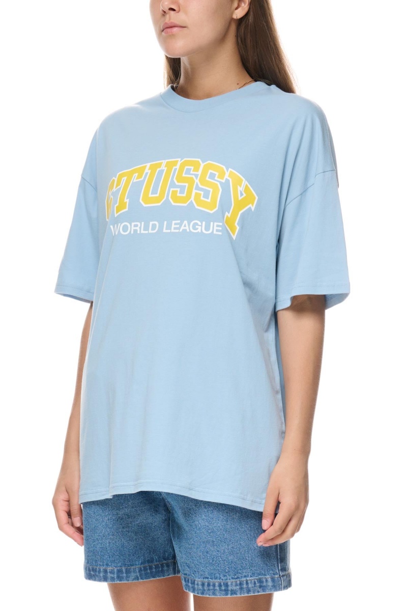 Stüssy World League Relaxed Tee Tees Dames Blauw | HJ49-I0-UB