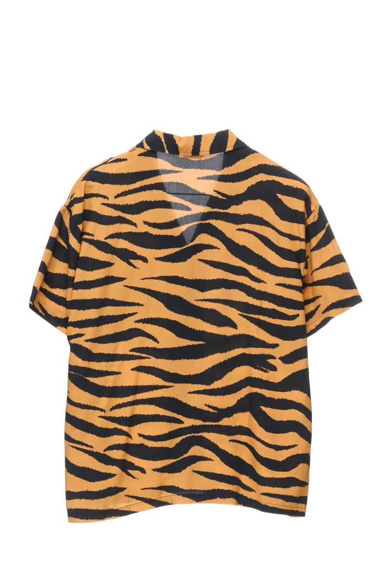 Stüssy Zebra Os Shirt Overhemd Dames Mosterdgeel | PR89-S5-MK