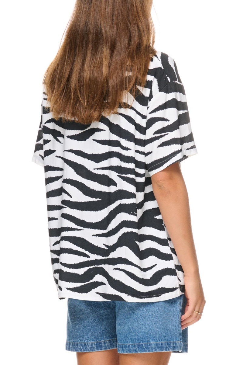 Stüssy Zebra Os Shirt Overhemd Dames White/Black | OP19-L8-FY