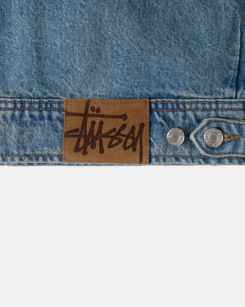 Stüssy Zip Werk Jacket Denim Long Sleeve Outerwear Unisex Blauw | HK01-D8-DW