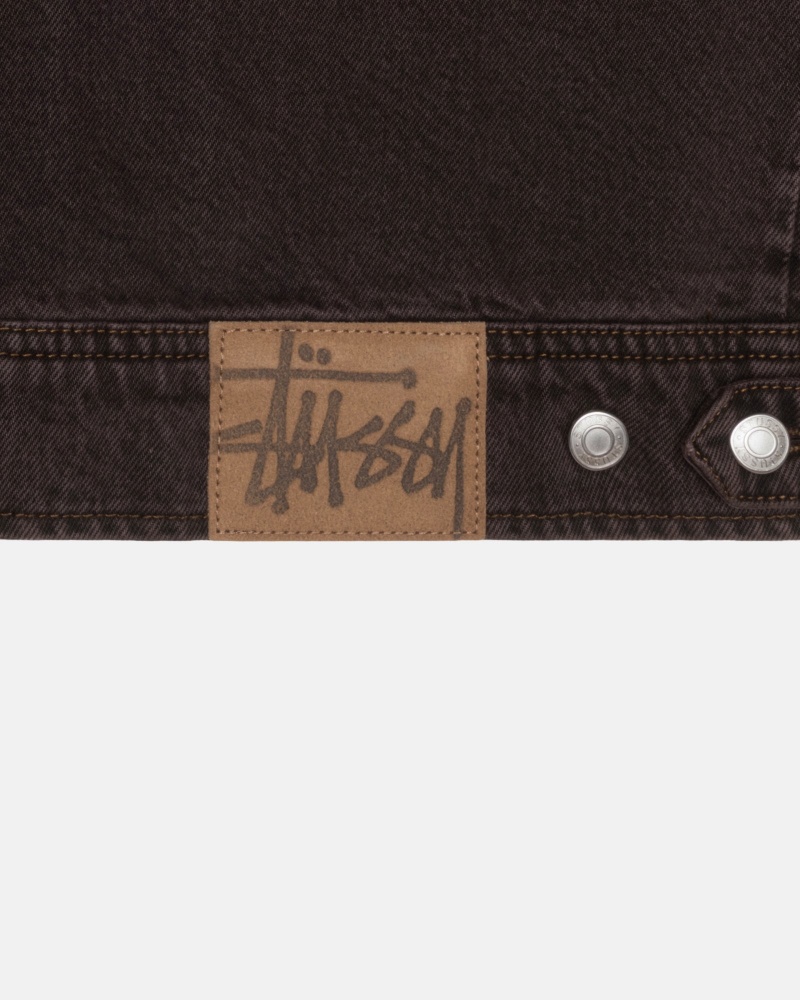 Stüssy Zip Werk Jacket Denim Long Sleeve Outerwear Unisex Espresso | HA37-C5-HE