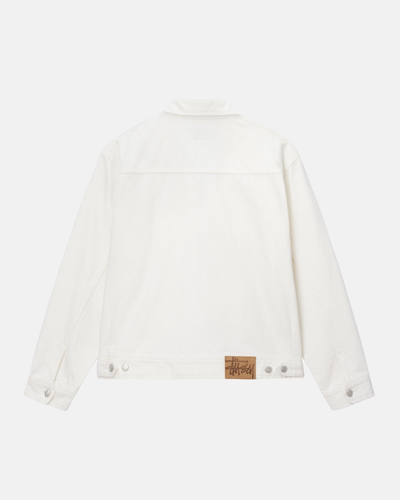 Stüssy Zip Werk Jacket Overdyed Long Sleeve Outerwear Unisex Bone | FF17-Q6-NQ