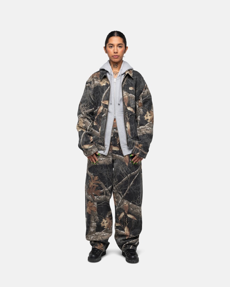 Stüssy Zip Werk Jacket Realtree Edge Long Sleeve Outerwear Unisex Zwart | OD03-R3-VX